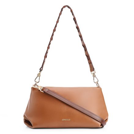 Bolsa Alça Trançada Bicolor - Couro Marrom