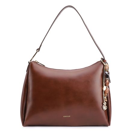 Bolsa Hobo Pingentes - Couro Marrom