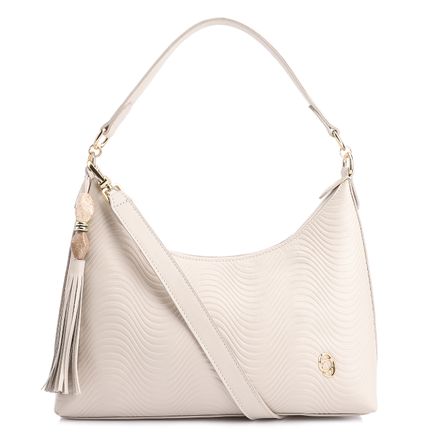 Bolsa De Ombro Ondas - Couro Off White