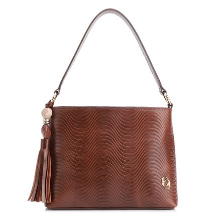 Bolsa De Mão Ondas - Couro Marrom