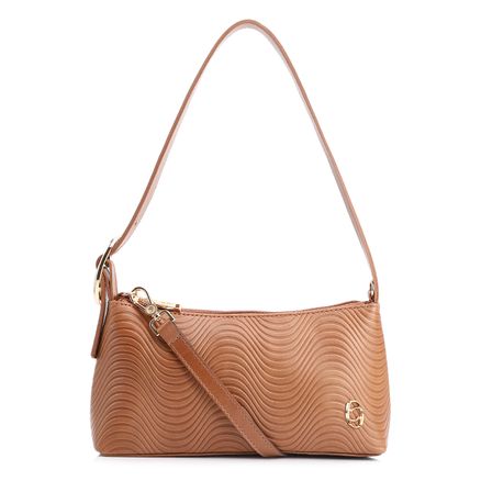 Bolsa De Ombro Ondas - Couro Marrom Claro