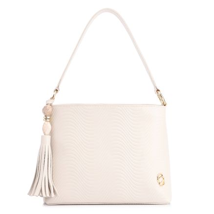 Bolsa De Mão Ondas - Couro Off White