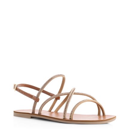 Rasteirinha Strass - Alt Marrom/Dourado