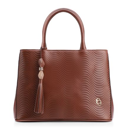 Bolsa Tote Ondas - Couro Marrom