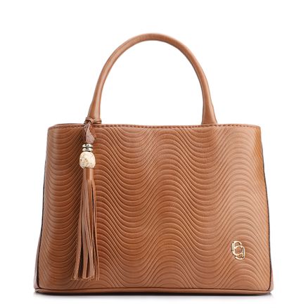 Bolsa Tote Ondas - Couro Marrom Claro