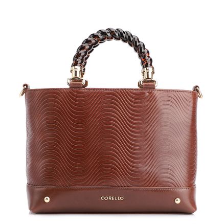 Bolsa Tote Ondas - Couro Marrom