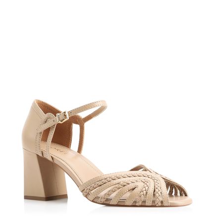 Peep Toe - Couro/Trançado Alt Bege