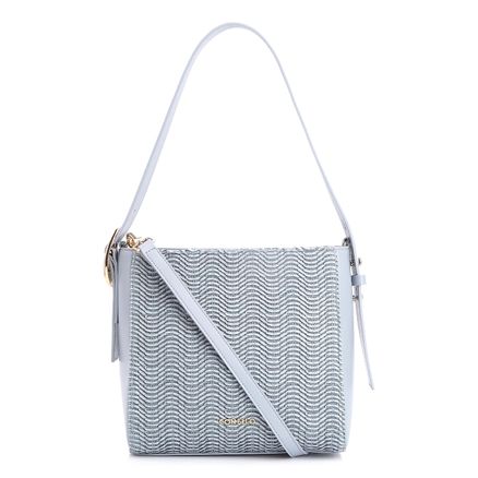 Bolsa De Ombro Fivela - Couro Azul/Alt Tramado Azul