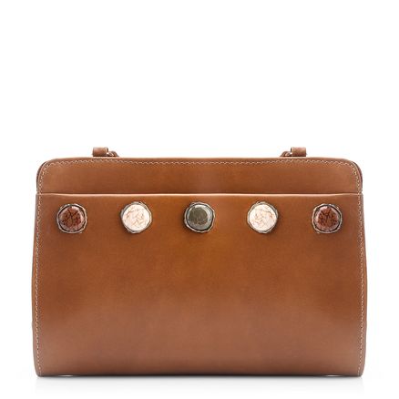 Bolsa Transversal Pedras - Couro Marrom