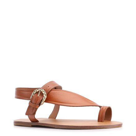 Rasteirinha Argola - Couro Marrom