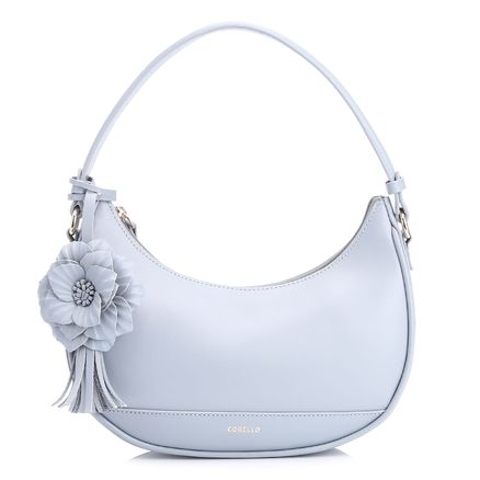 Bolsa De Mão Flor - Couro Azul