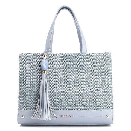 Bolsa Tote - Couro Azul/Alt Tramado Azul