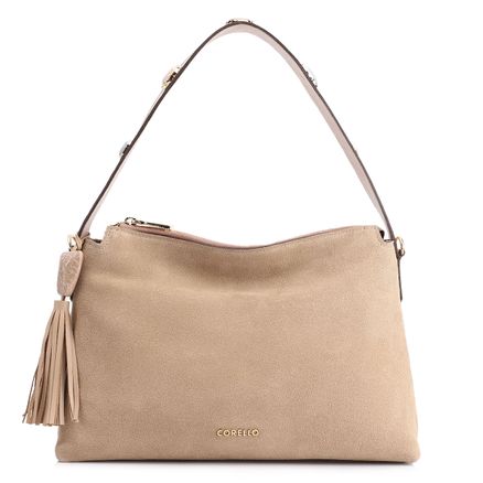 Bolsa Hobo - Couro Camurça Bege