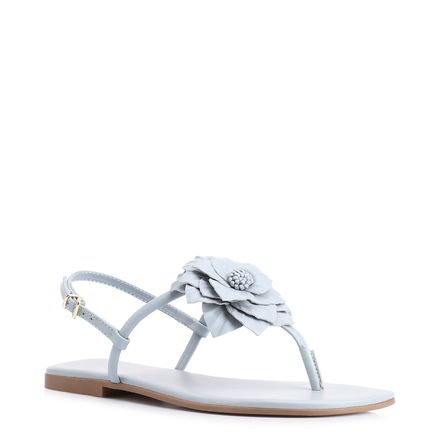 Rasteirinha Flor - Couro Azul/Alt Azul