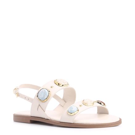 Rasteirinha Pedras - Couro Off White