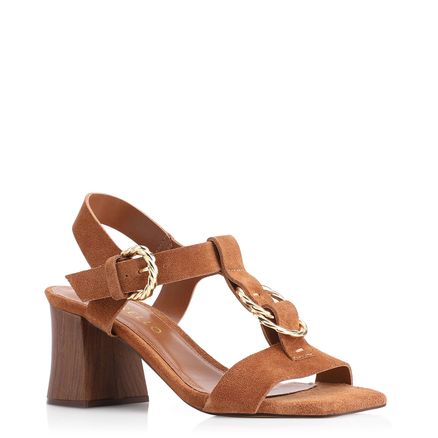 Sandália Argolas - Couro Camurça Marrom