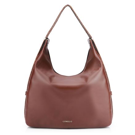 Bolsa Hobo Alça Tramada - Couro Marrom