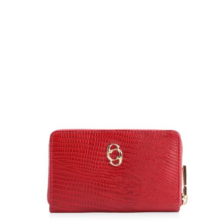 Carteira - Couro Lezard Vermelho