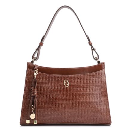 Bolsa De Ombro Tramado - Couro Marrom