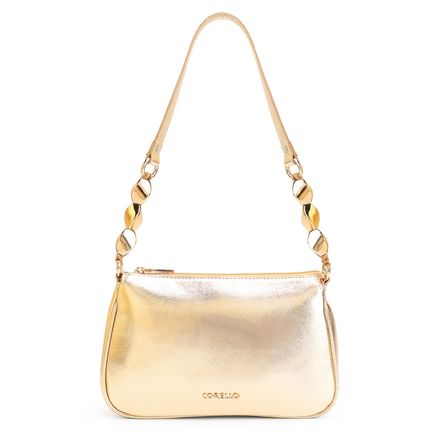 Bolsa De Ombro Pedras - Couro Dourado