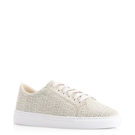 Tênis - Tecido Off White/Verde/Dourado