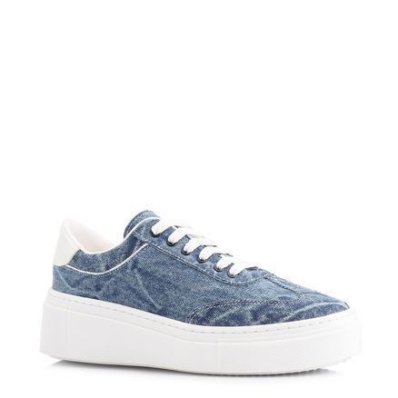 Tênis Flatform - Tecido Jeans/Alt Branco