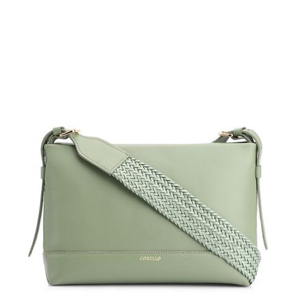 Bolsa Transversal - Couro Verde Claro/Alça Alt Tramado Verde