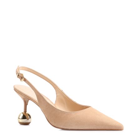 Scarpin Esfera - Couro Nobuck Bege