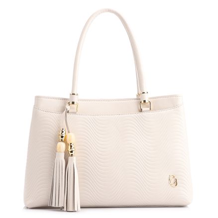 Bolsa Tote Ondas - Couro Off White