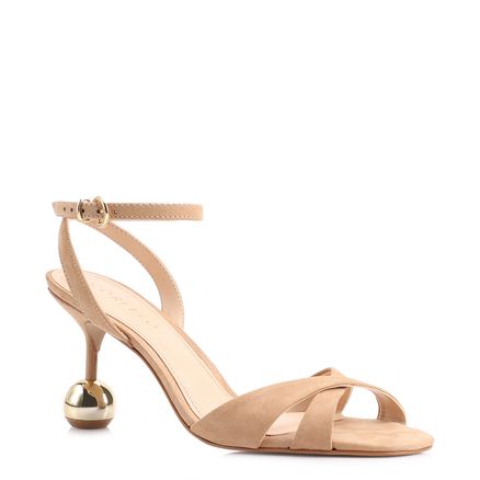 Sandália Esfera - Couro Nobuck Bege