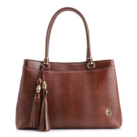 Bolsa Tote Ondas - Couro Marrom