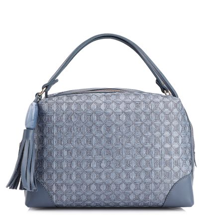 Bolsa De Mão - Ráfia Mosaico Azul