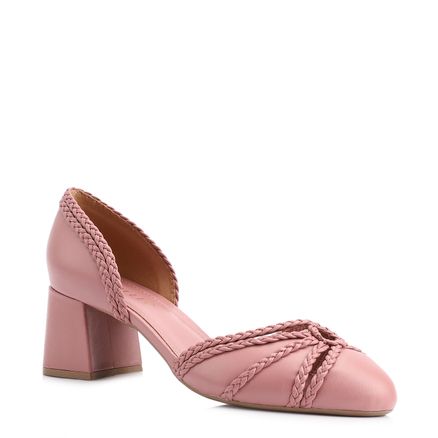 Scarpin - Couro/Trançado Alt Rosa