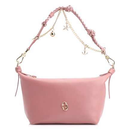 Bolsa De Ombro Bag Charm - Couro Rosa Blush