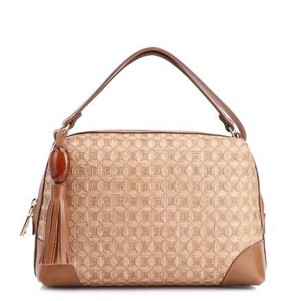 Bolsa De Mão - Ráfia Mosaico Marrom