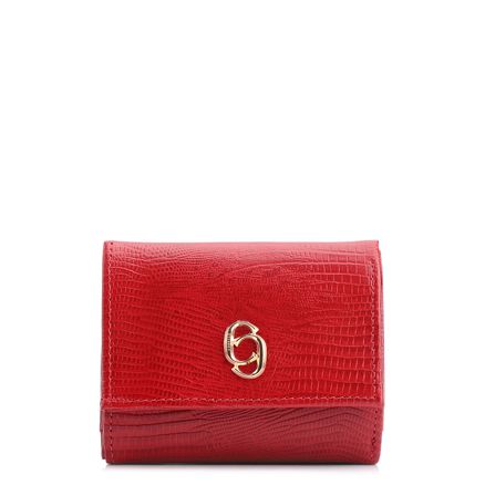 Carteira - Couro Lezard Vermelho