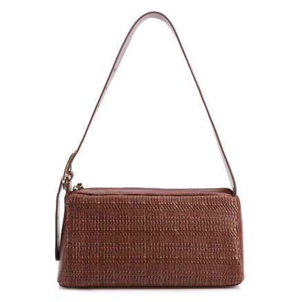 Bolsa De Ombro - Couro Gianduia/Rafia Gianduia