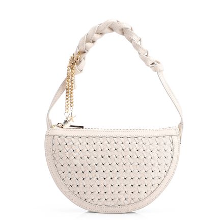 Bolsa Meia Lua Tressê Bag Charm - Couro Off White