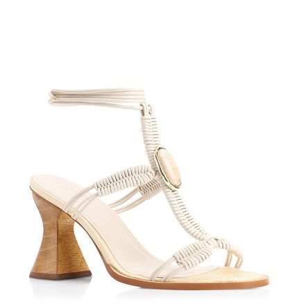 Sandália Macramê - Salto Madeira/Alt Off White