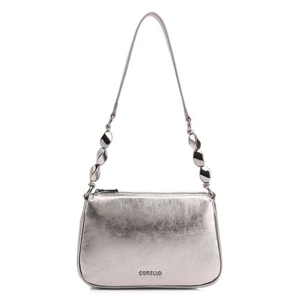 Bolsa De Ombro Pedras - Couro Prata