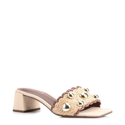 Mule Esferas - Ráfia Natural/Alt Marrom