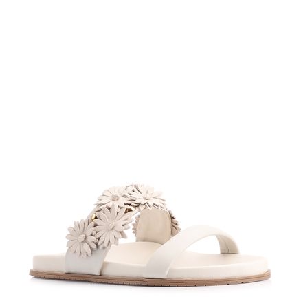 Papete - Alt Off White/Couro Flores Off White