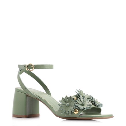 Sandália - Couro Flores Verde