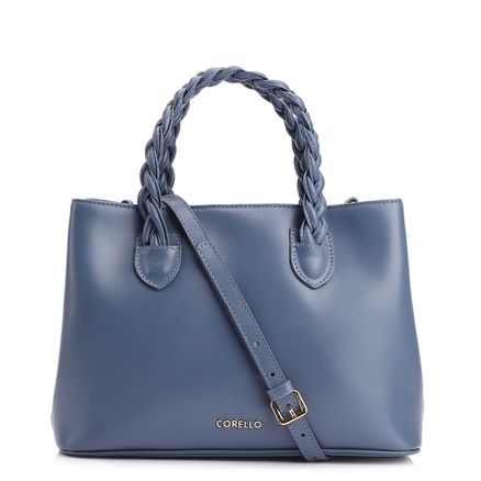 Bolsa Tote Trançada - Couro Azul