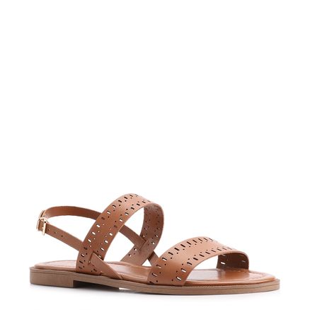 Rasteirinha Laser Cut - Couro Marrom