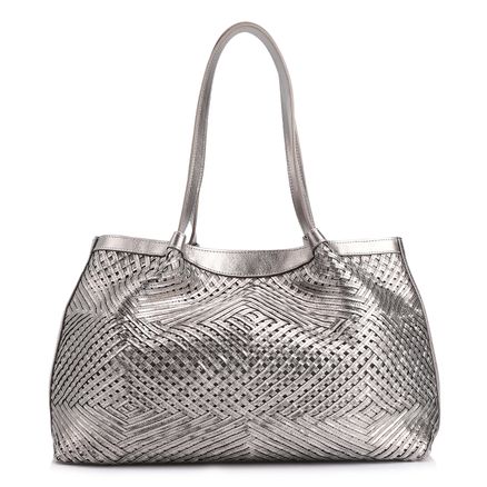 Bolsa Tote Tressê - Couro Prata