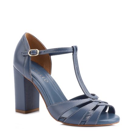 Sandália Tira t - Couro Azul