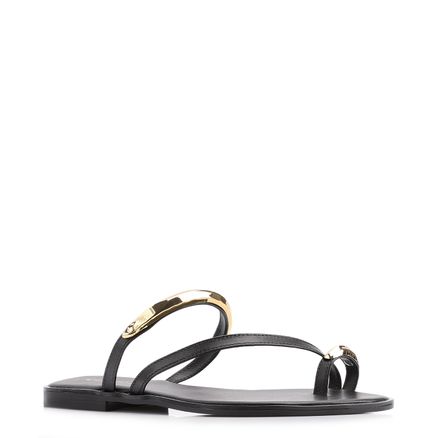 Rasteirinha Toe Ring - Couro Preto
