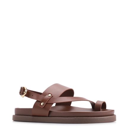 Papete Toe Ring - Couro Marrom