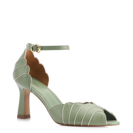 Peep Toe - Couro Verde/Alt Off White